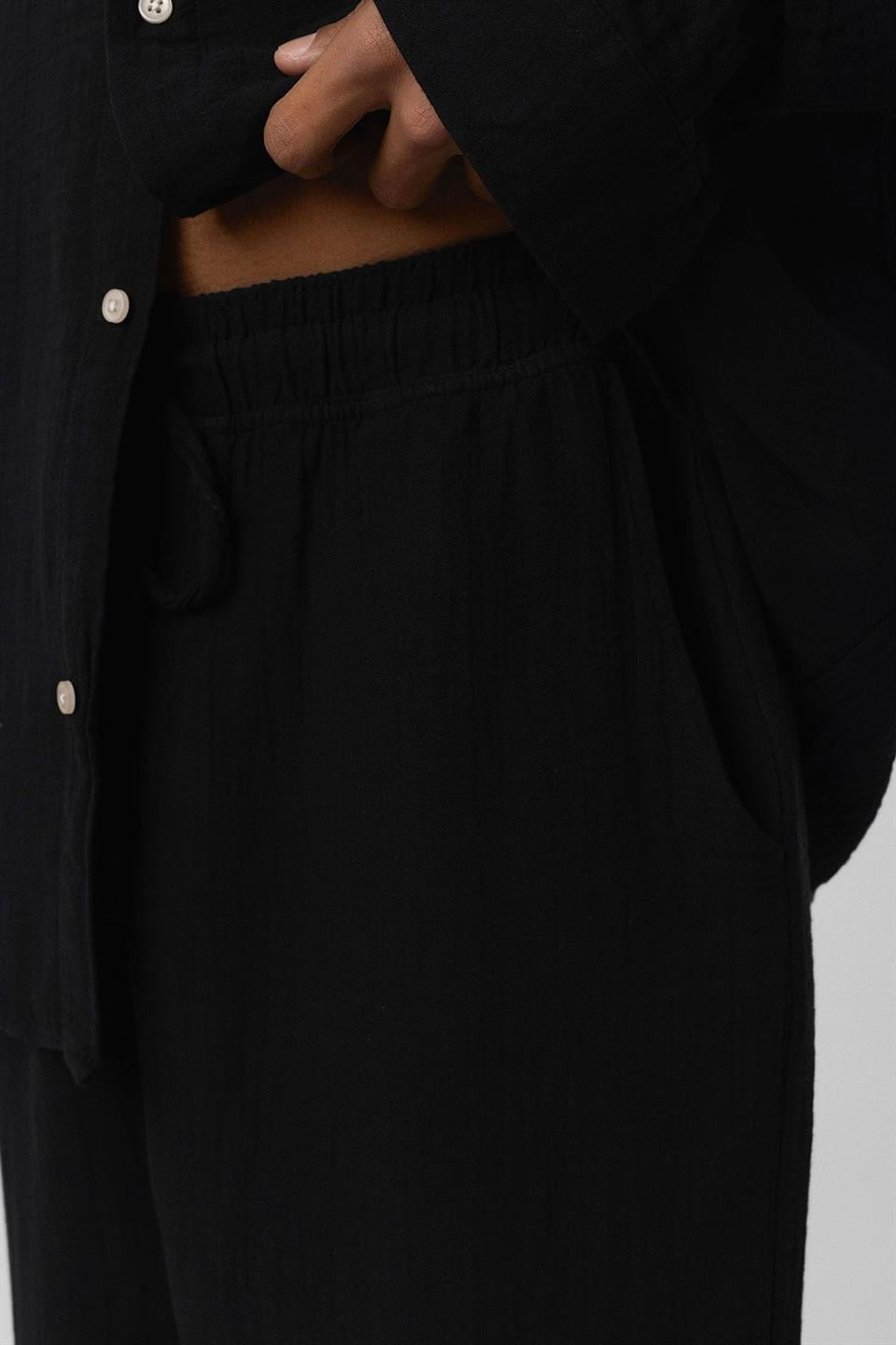 Baggy-Fit Muslin Linen Pants