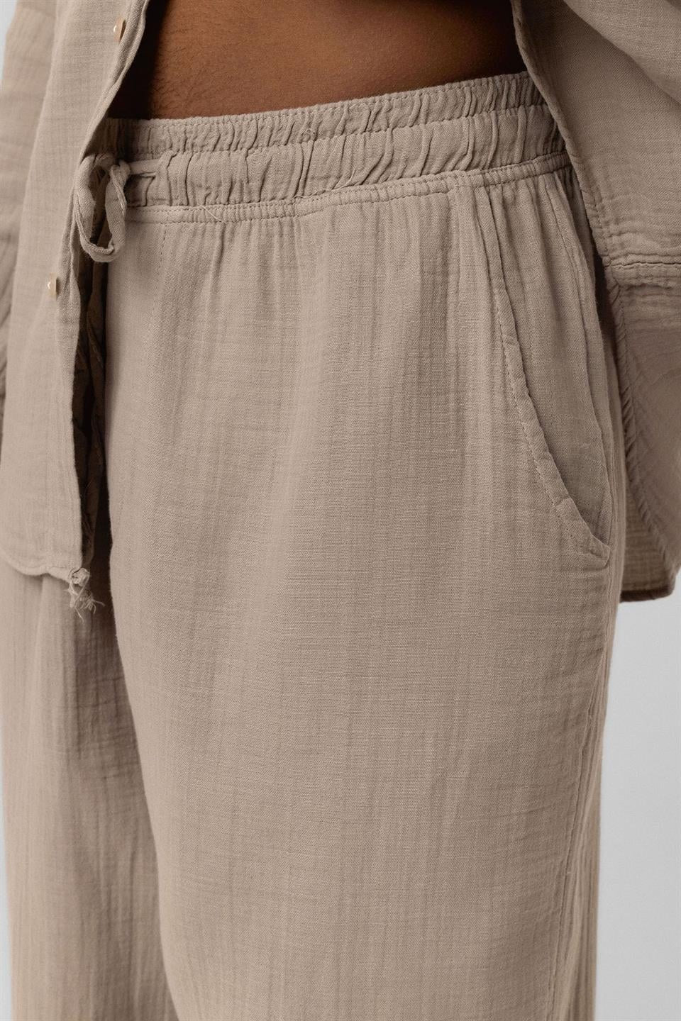 Baggy-Fit Muslin Linen Pants