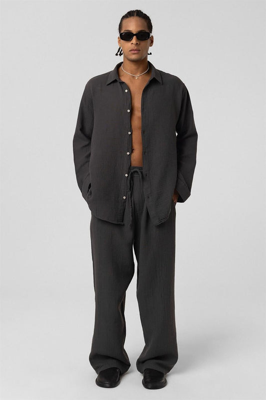 Baggy-Fit Muslin Linen Pants