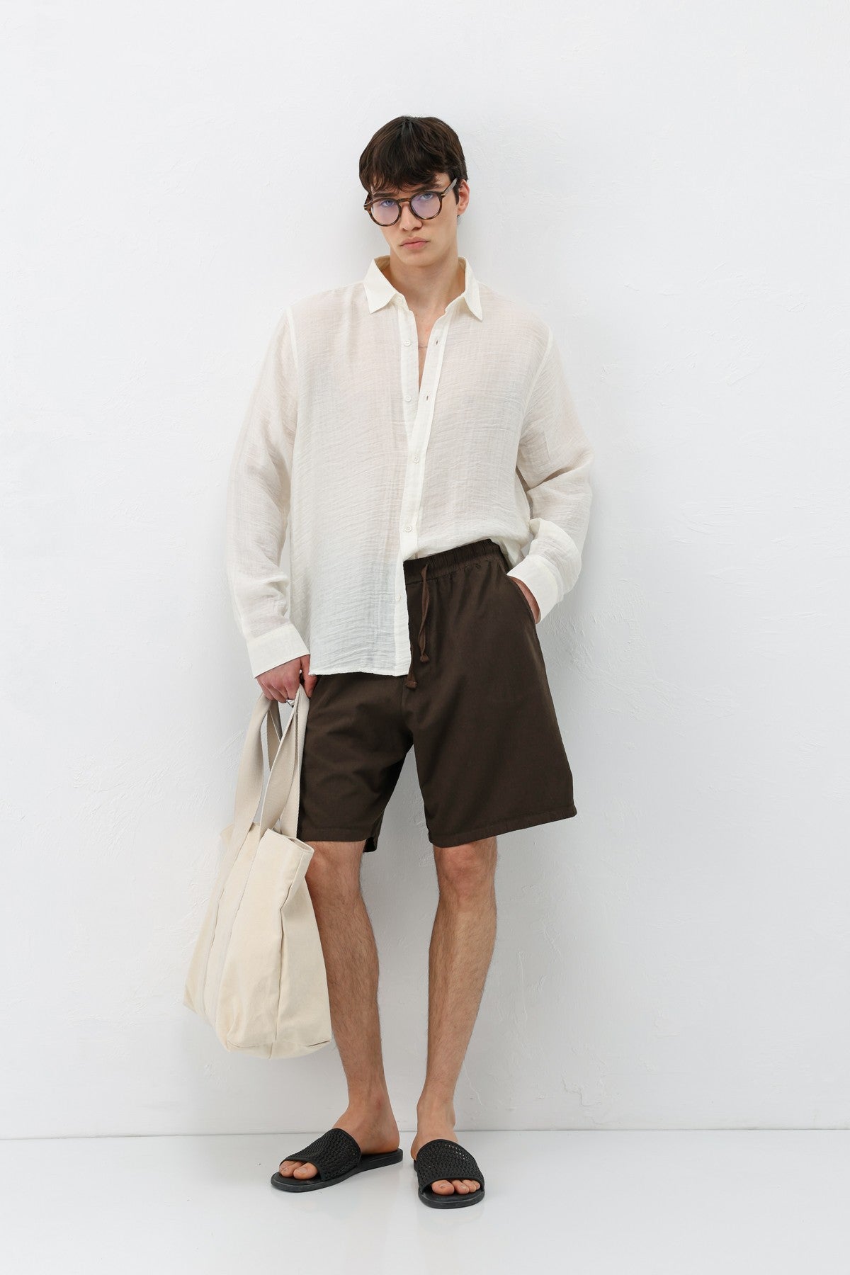 Oversized Linen Shorts