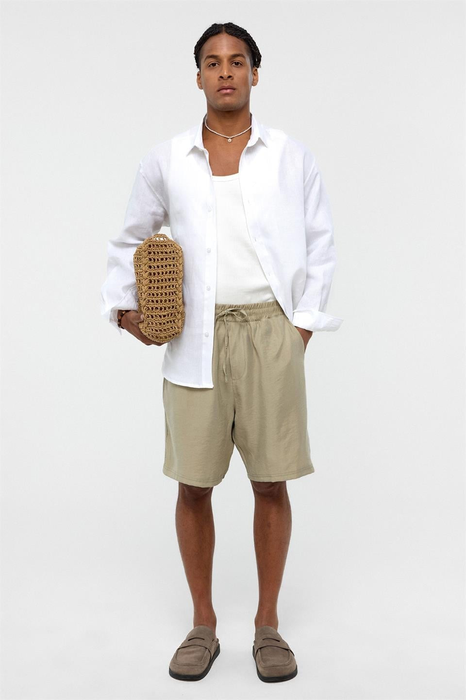 Oversized Modal Fabric Bermuda Shorts