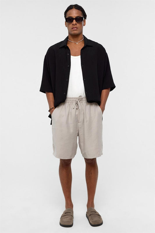 Oversized Modal Fabric Bermuda Shorts