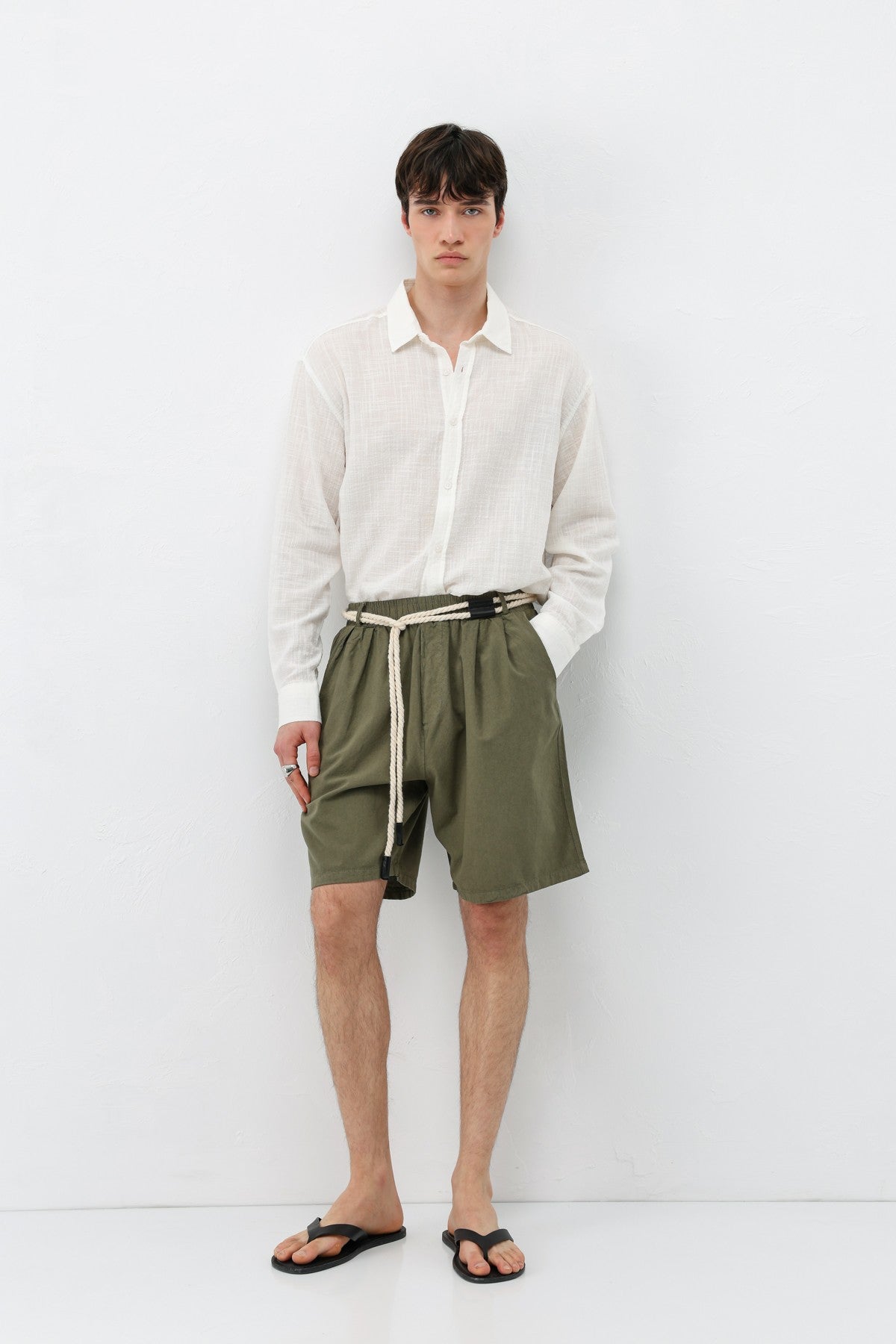Oversized Linen Shorts with a Waistband
