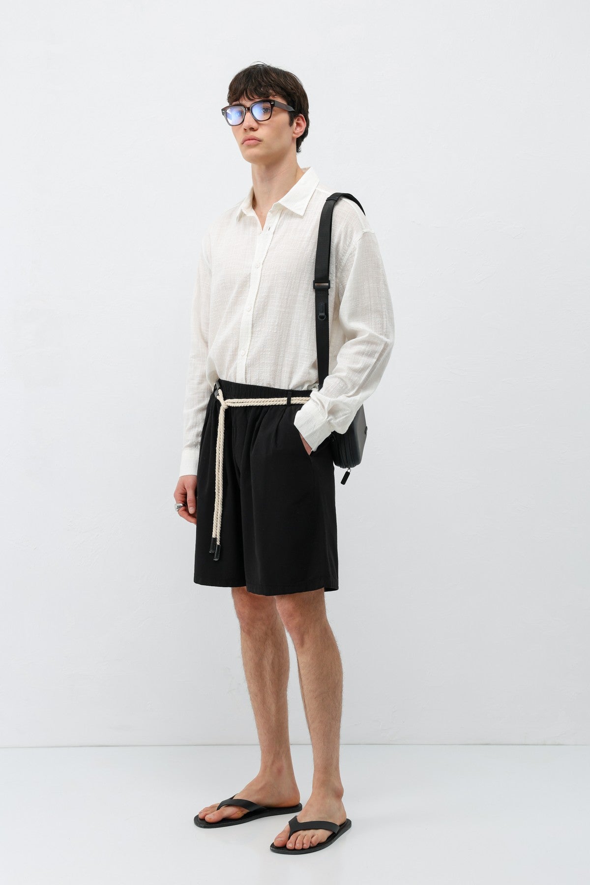 Oversized Linen Shorts with a Waistband