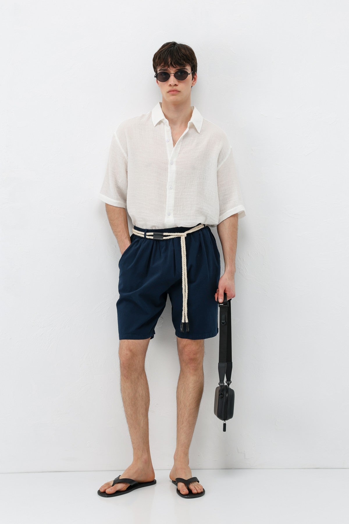 Oversized Linen Shorts with a Waistband