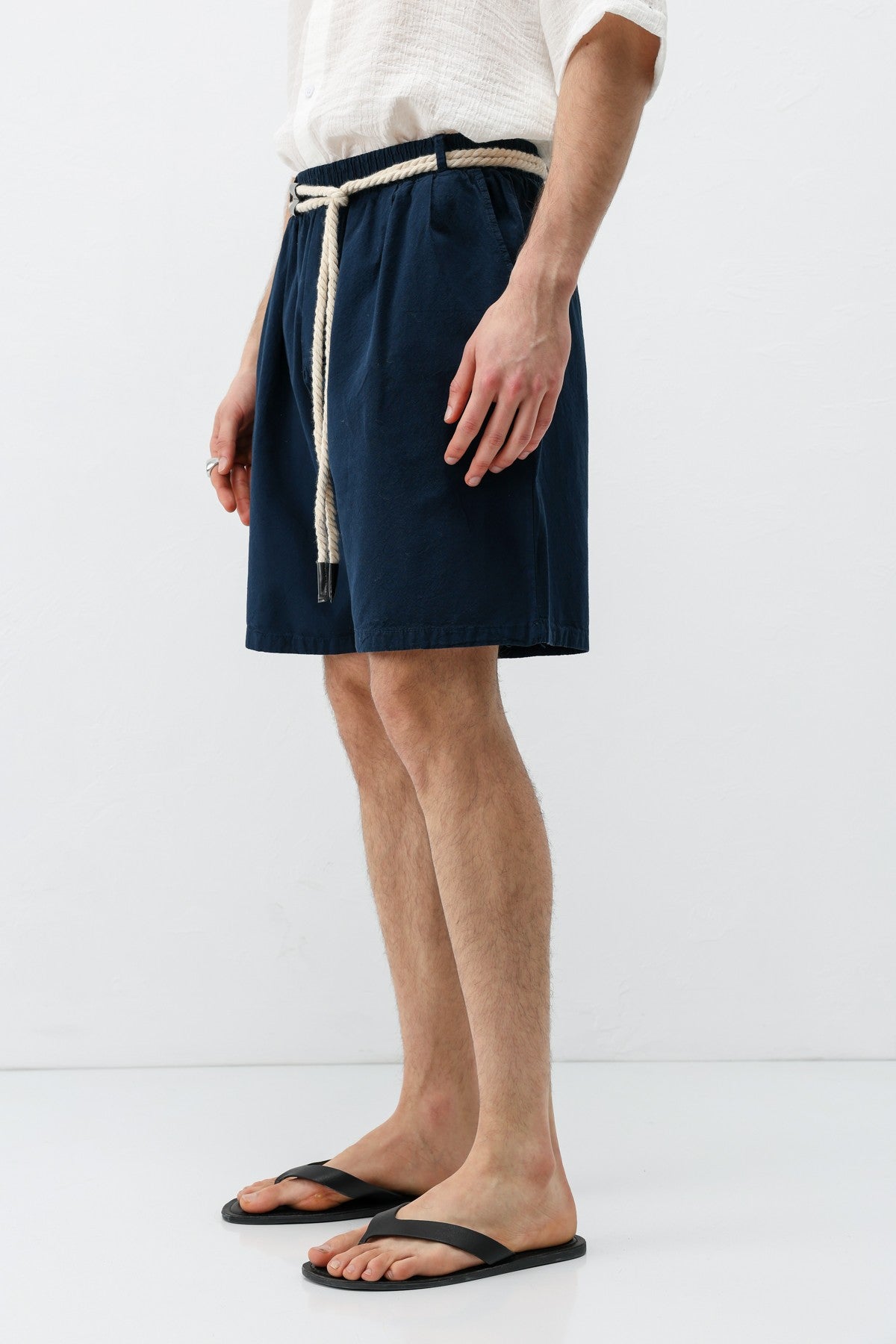 Oversized Linen Shorts with a Waistband