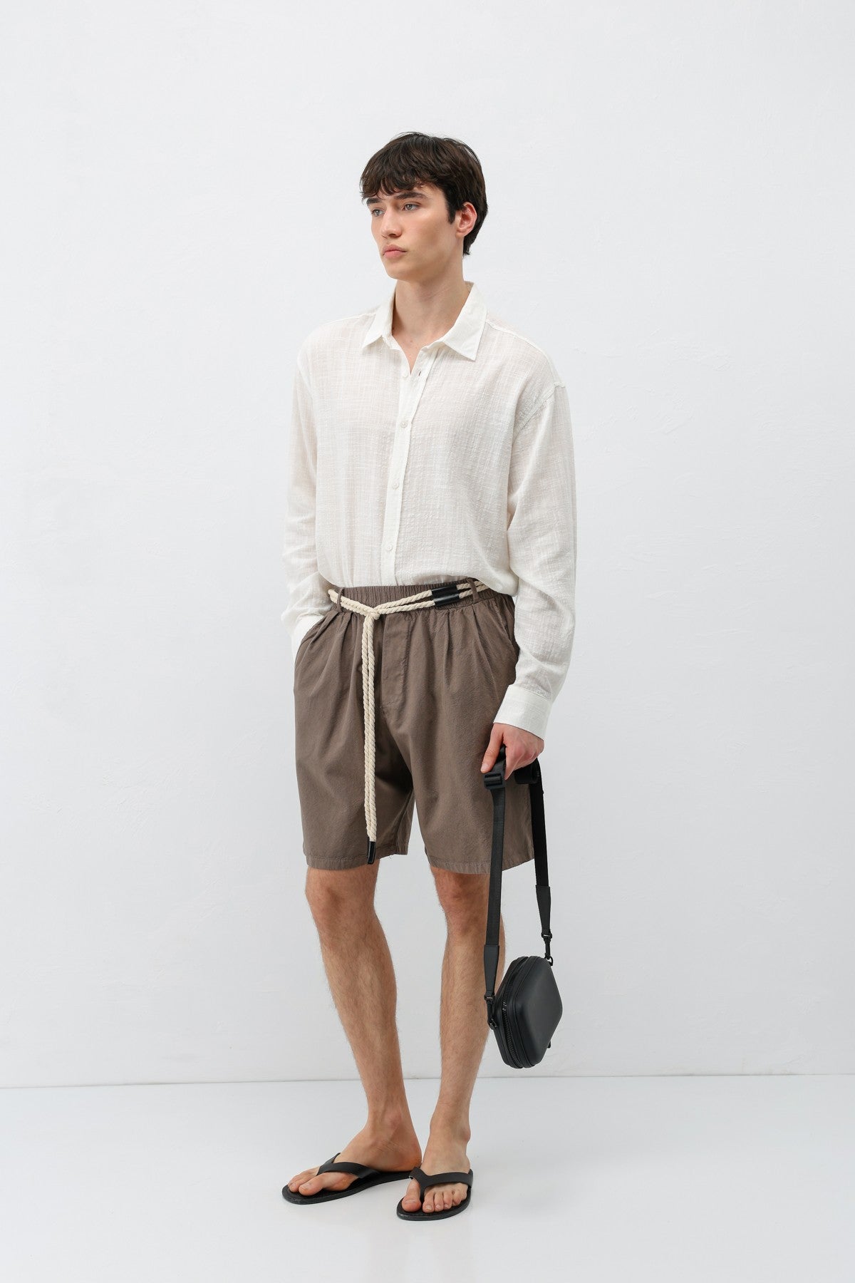 Oversized Linen Shorts with a Waistband