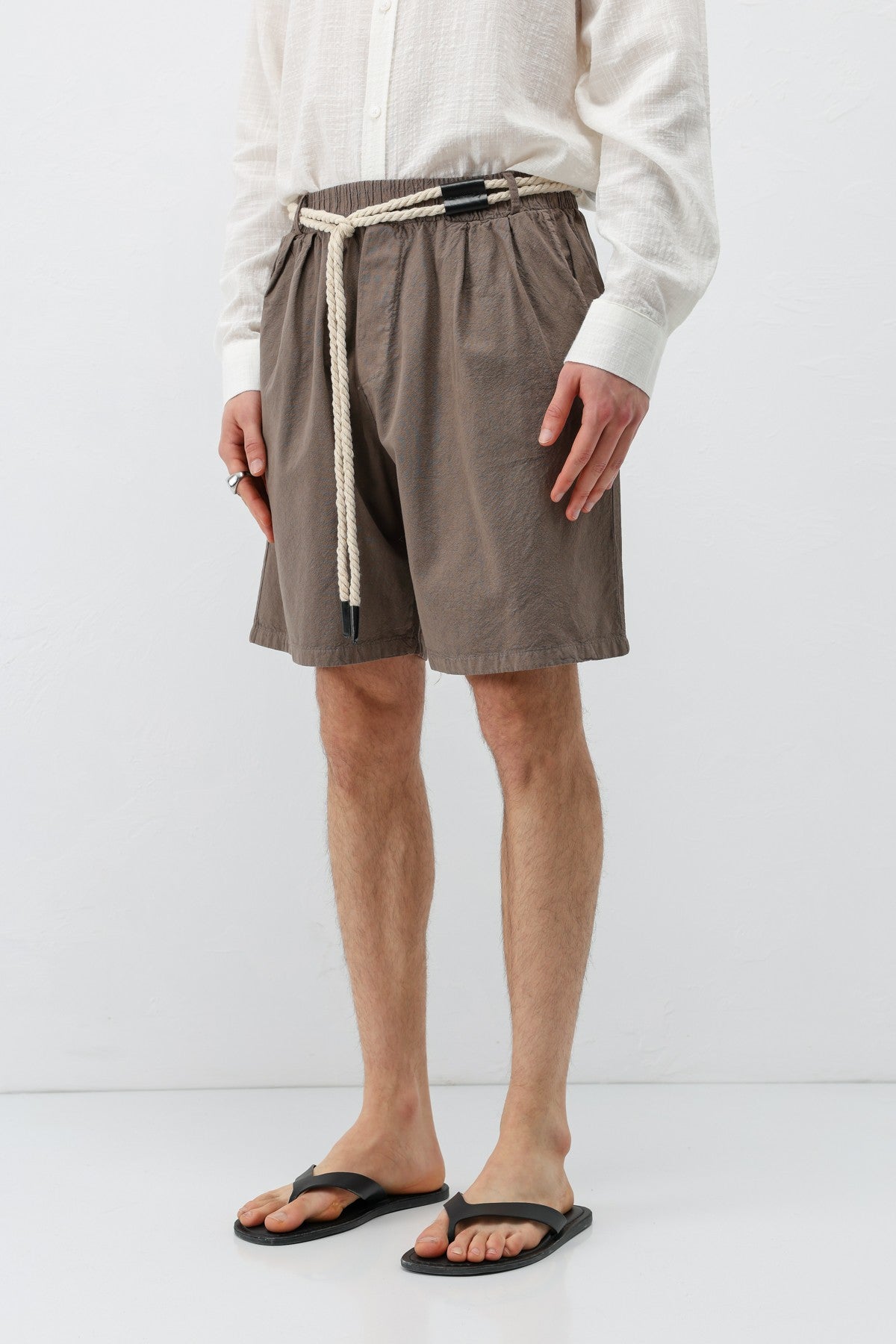 Oversized Linen Shorts with a Waistband