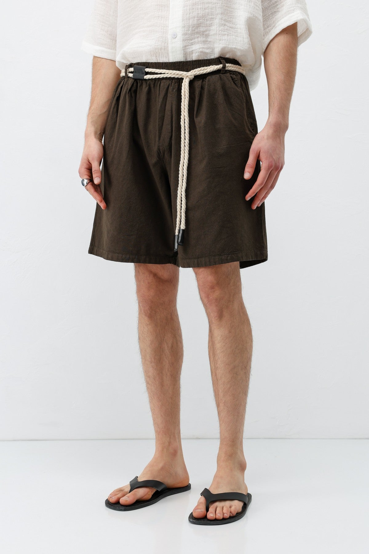Oversized Linen Shorts with a Waistband