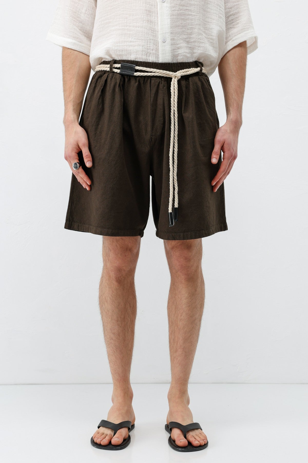 Oversized Linen Shorts with a Waistband
