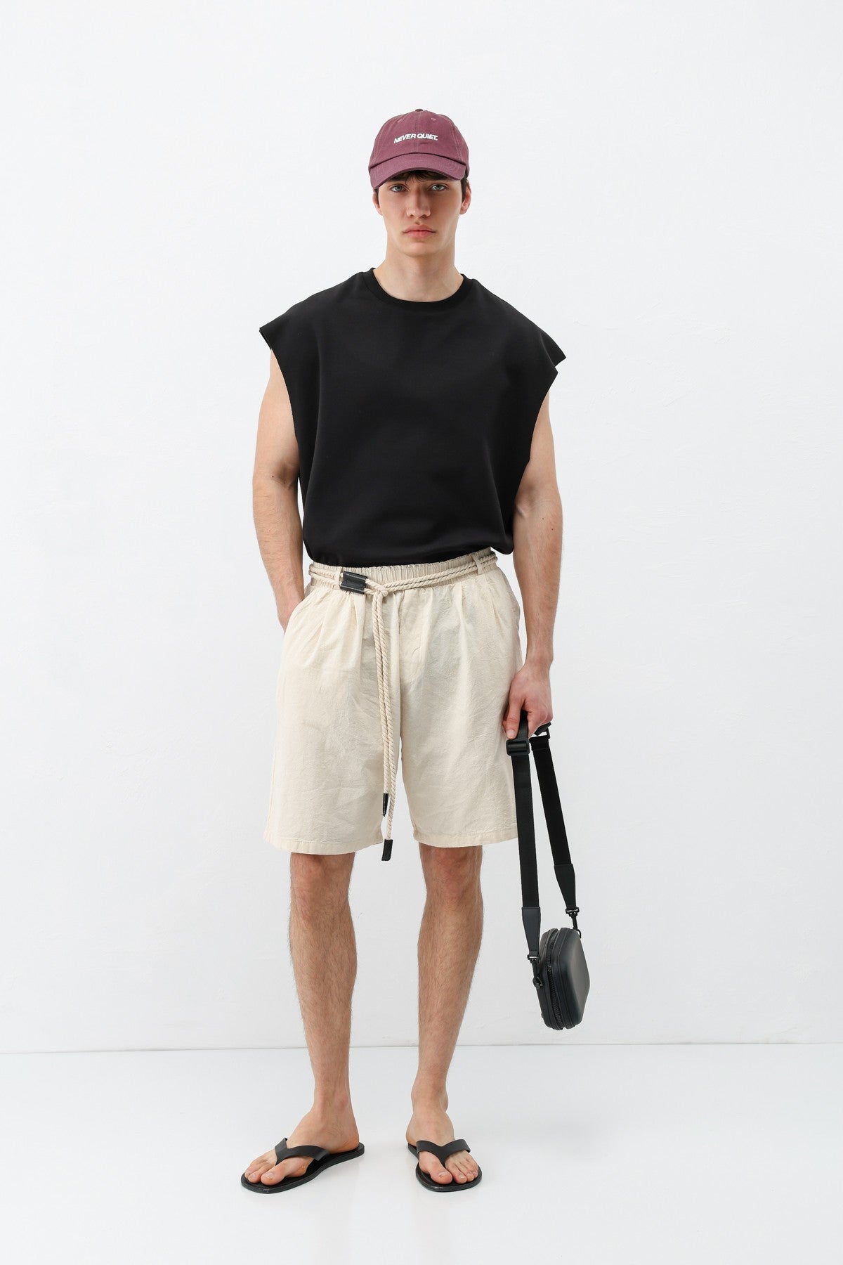 Oversized Linen Shorts with a Waistband