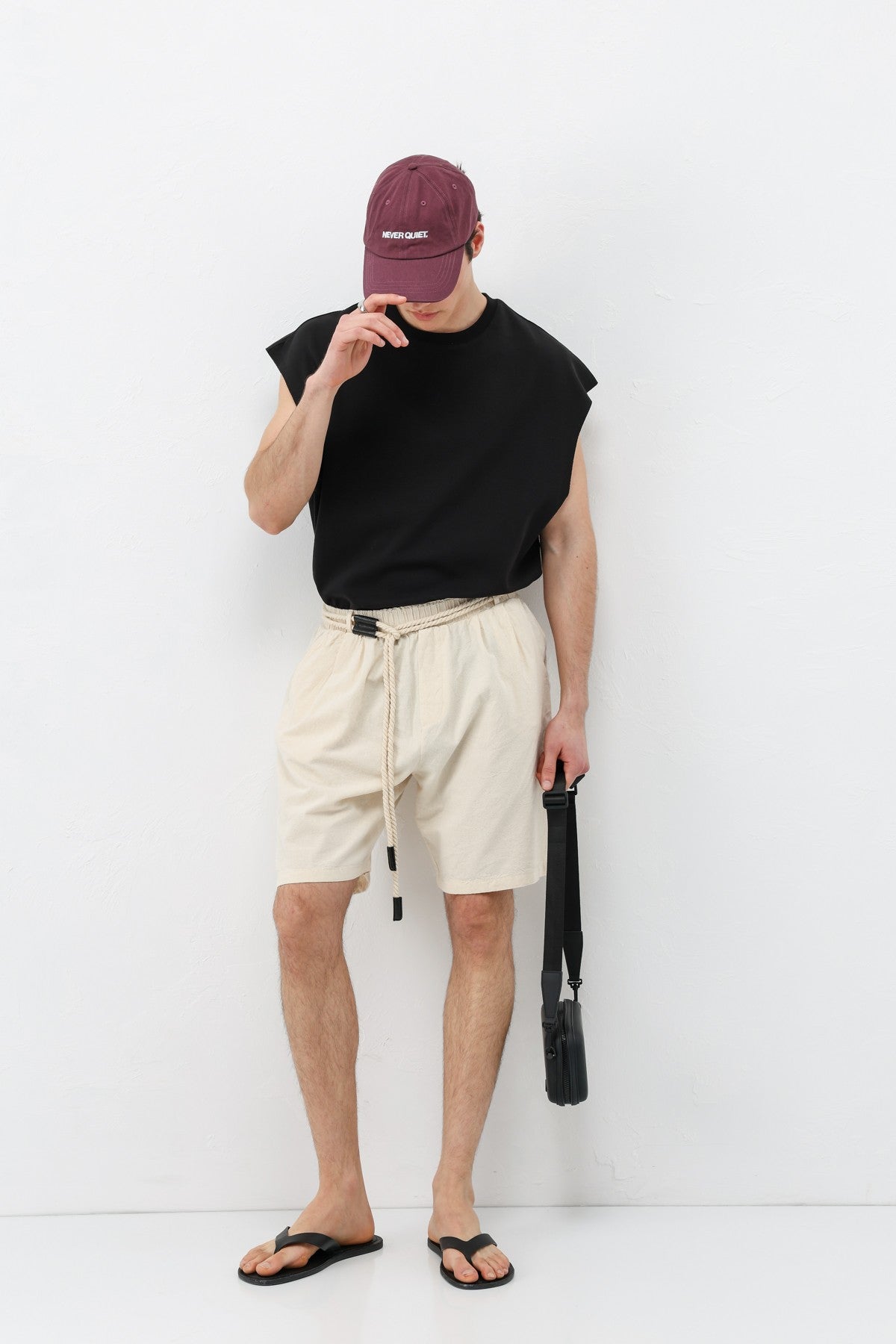 Oversized Linen Shorts with a Waistband