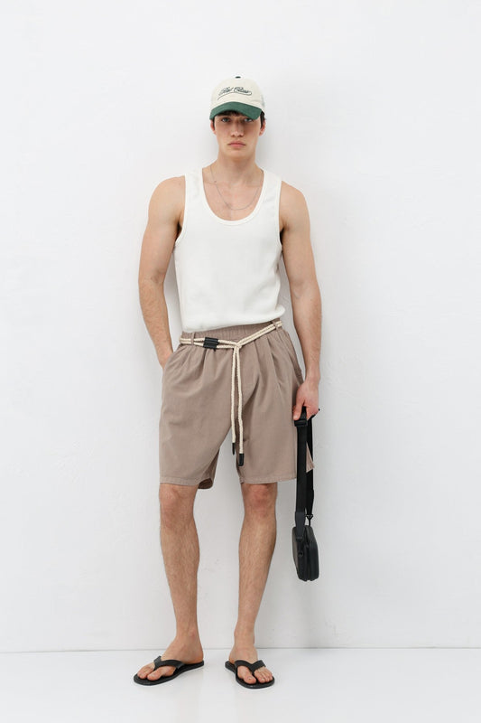 Oversized Linen Shorts with a Waistband