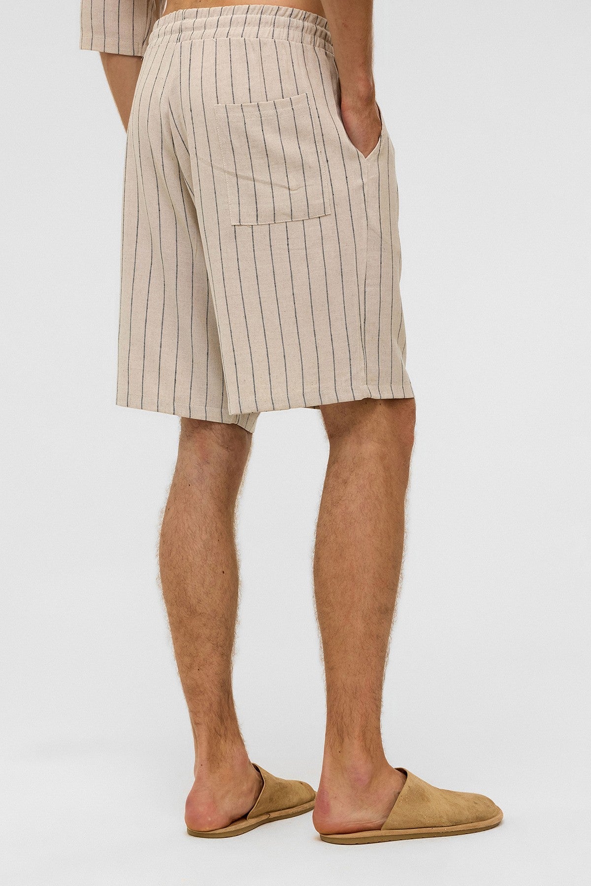 Oversized Striped Linen Shorts