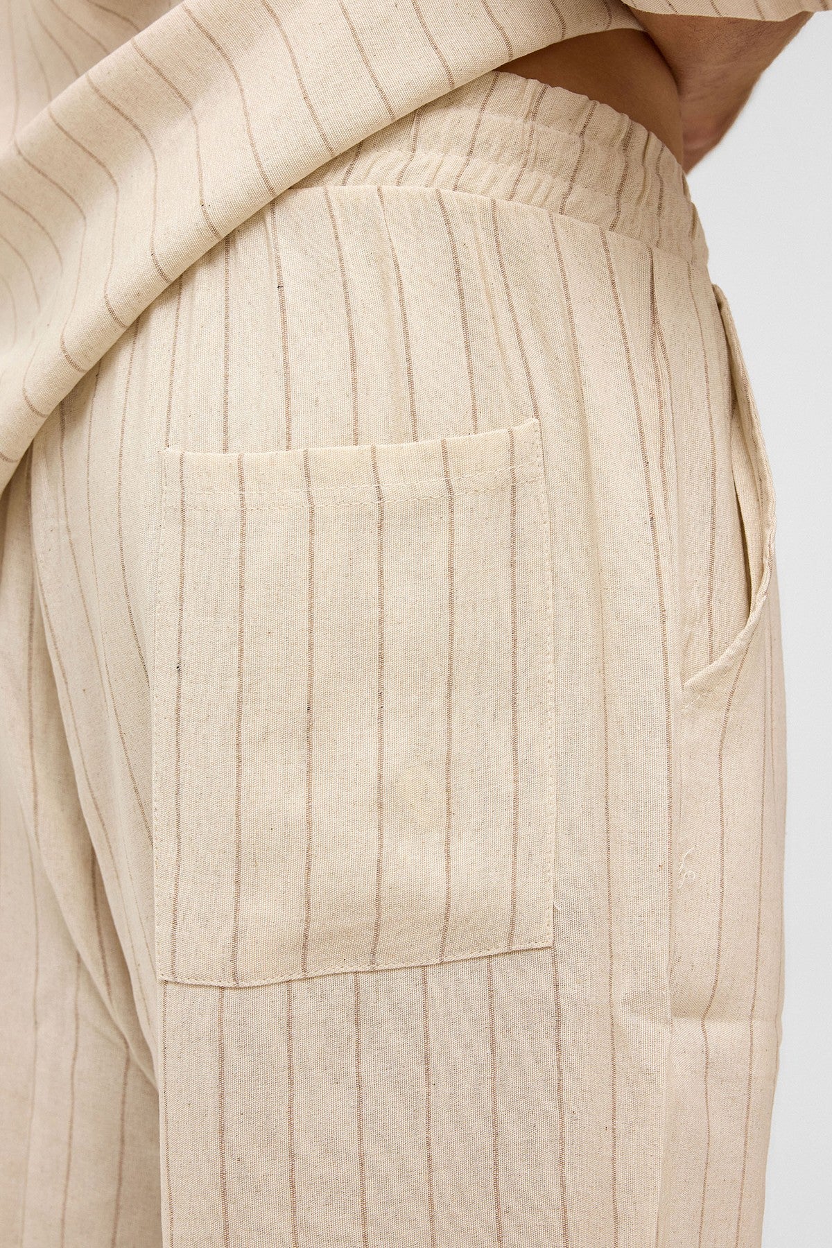 Oversized Striped Linen Shorts