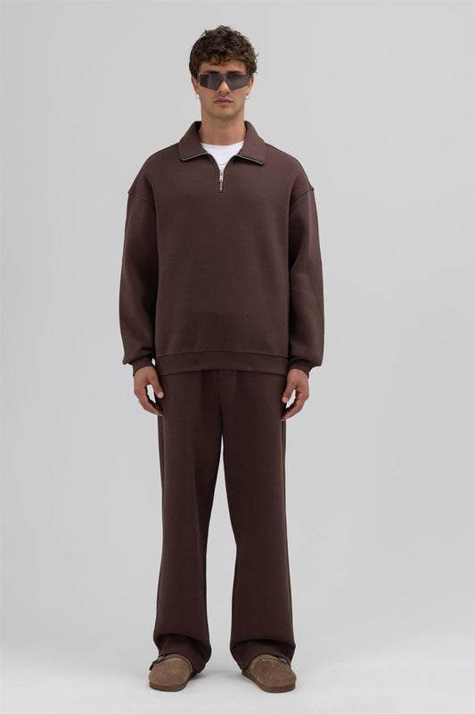 Pre-Washed Baggy Sweatpants, Brown