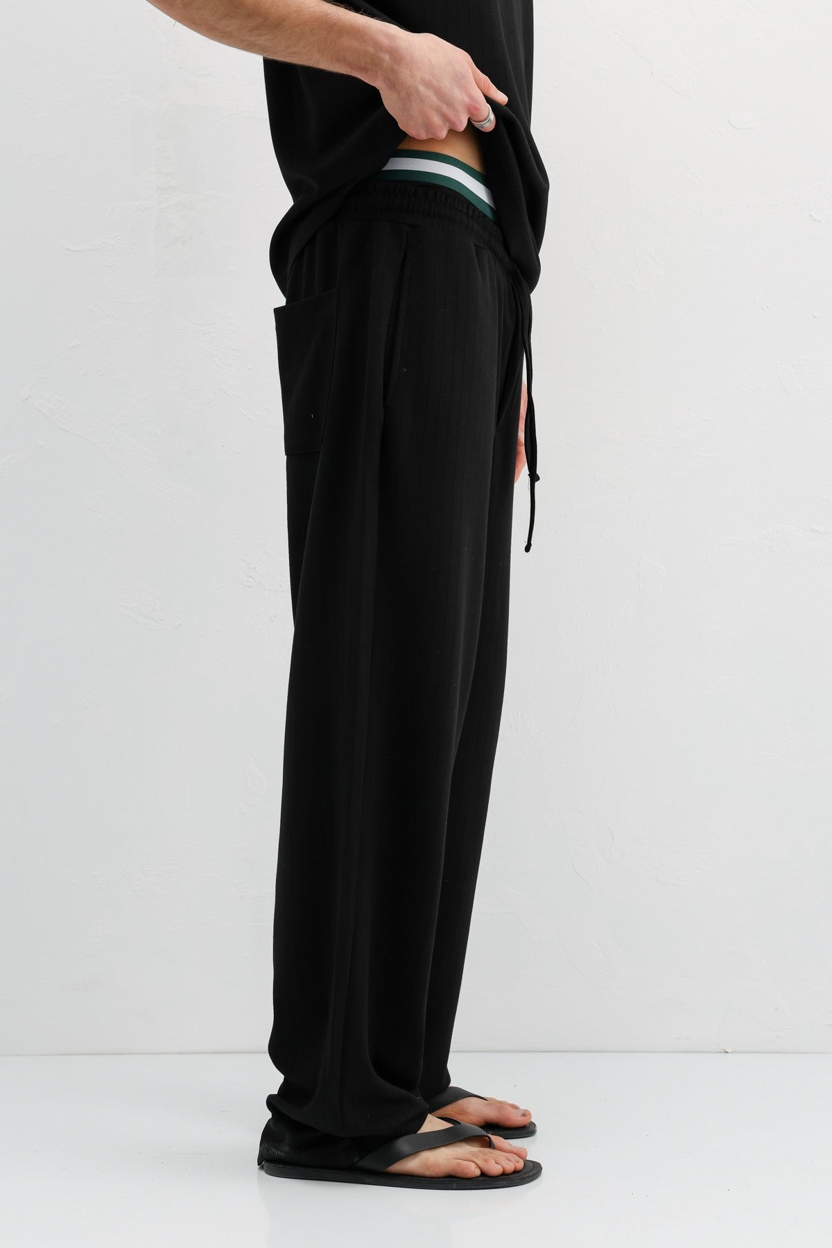 Ribbed, Textured Baggy Sweatpants