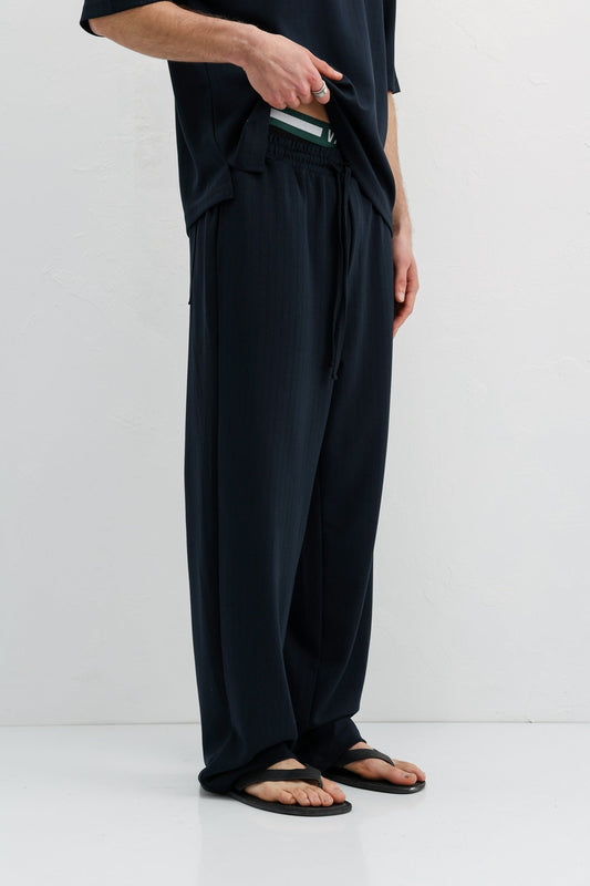 Ribbed, Textured Baggy Sweatpants
