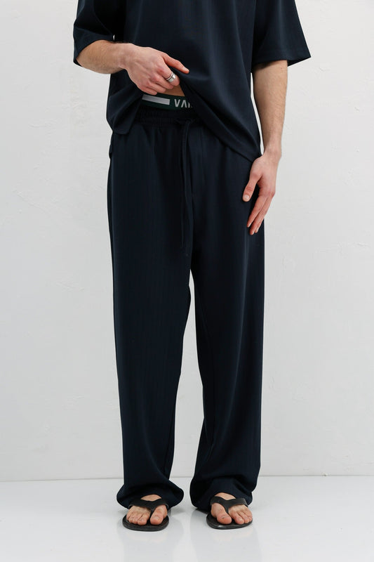 Ribbed, Textured Baggy Sweatpants