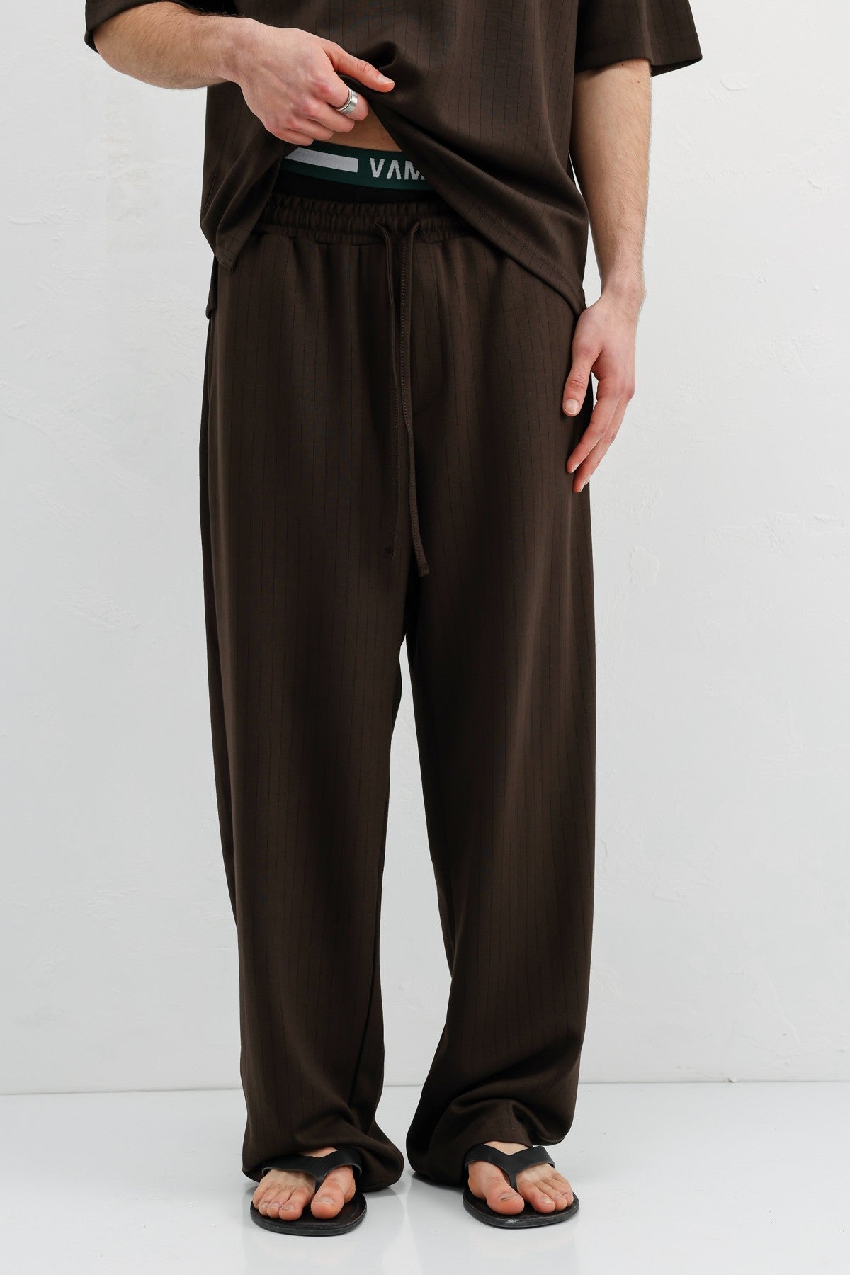 Ribbed, Textured Baggy Sweatpants