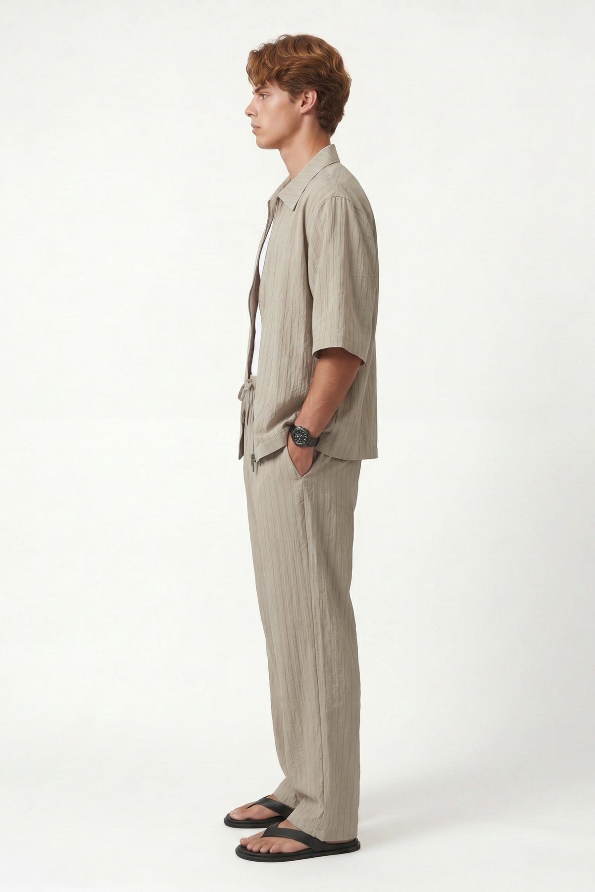 Striped Lyocell-Blend Relaxed-Fit Pants
