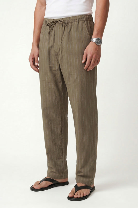 Striped Lyocell-Blend Relaxed-Fit Pants