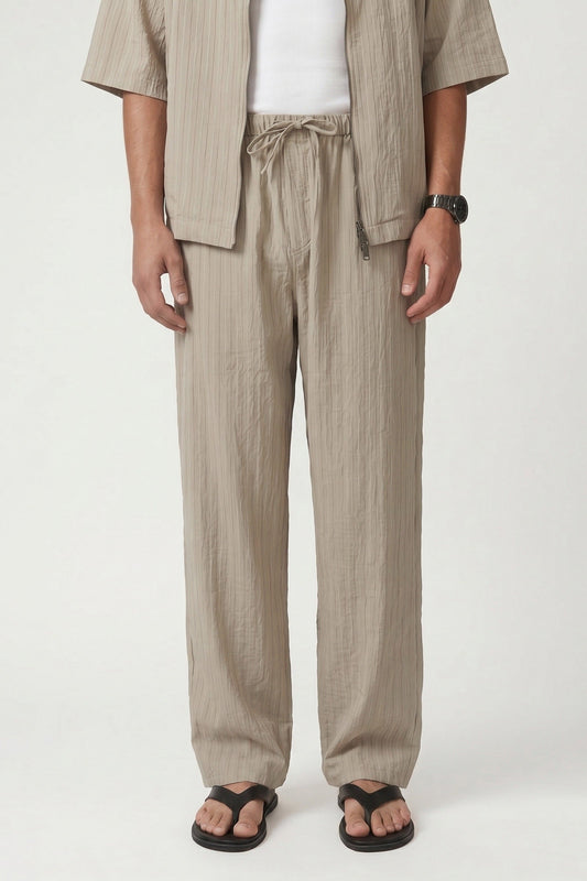 Striped Lyocell-Blend Relaxed-Fit Pants