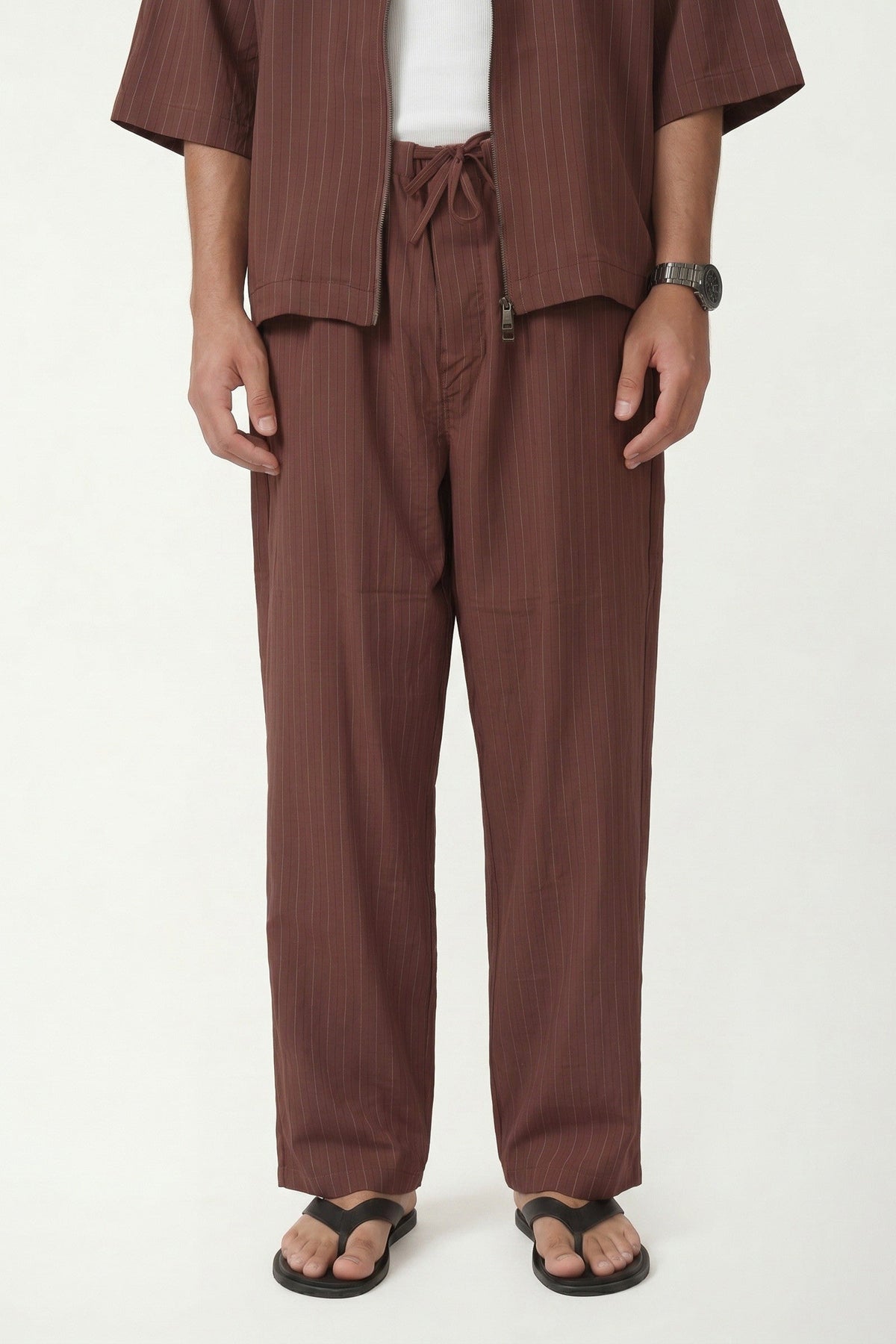 Striped Lyocell-Blend Relaxed-Fit Pants