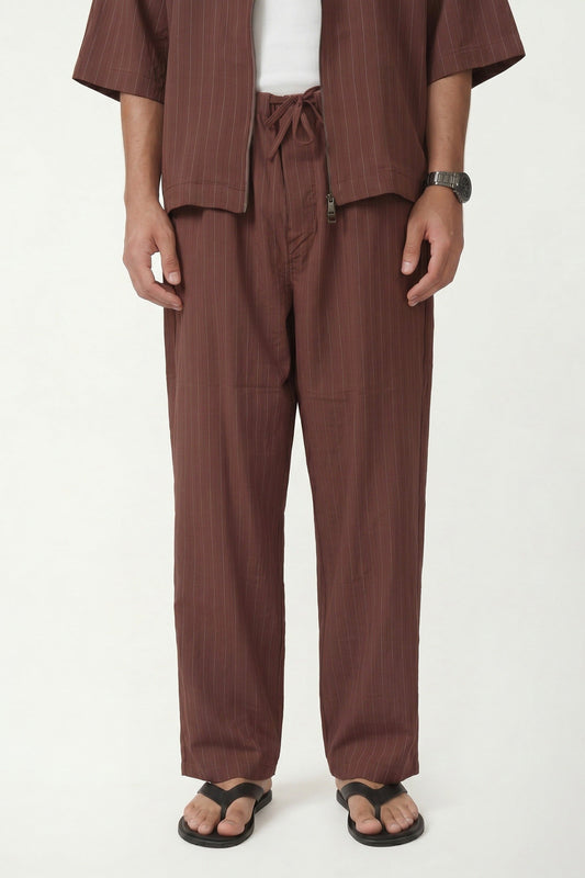 Striped Lyocell-Blend Relaxed-Fit Pants