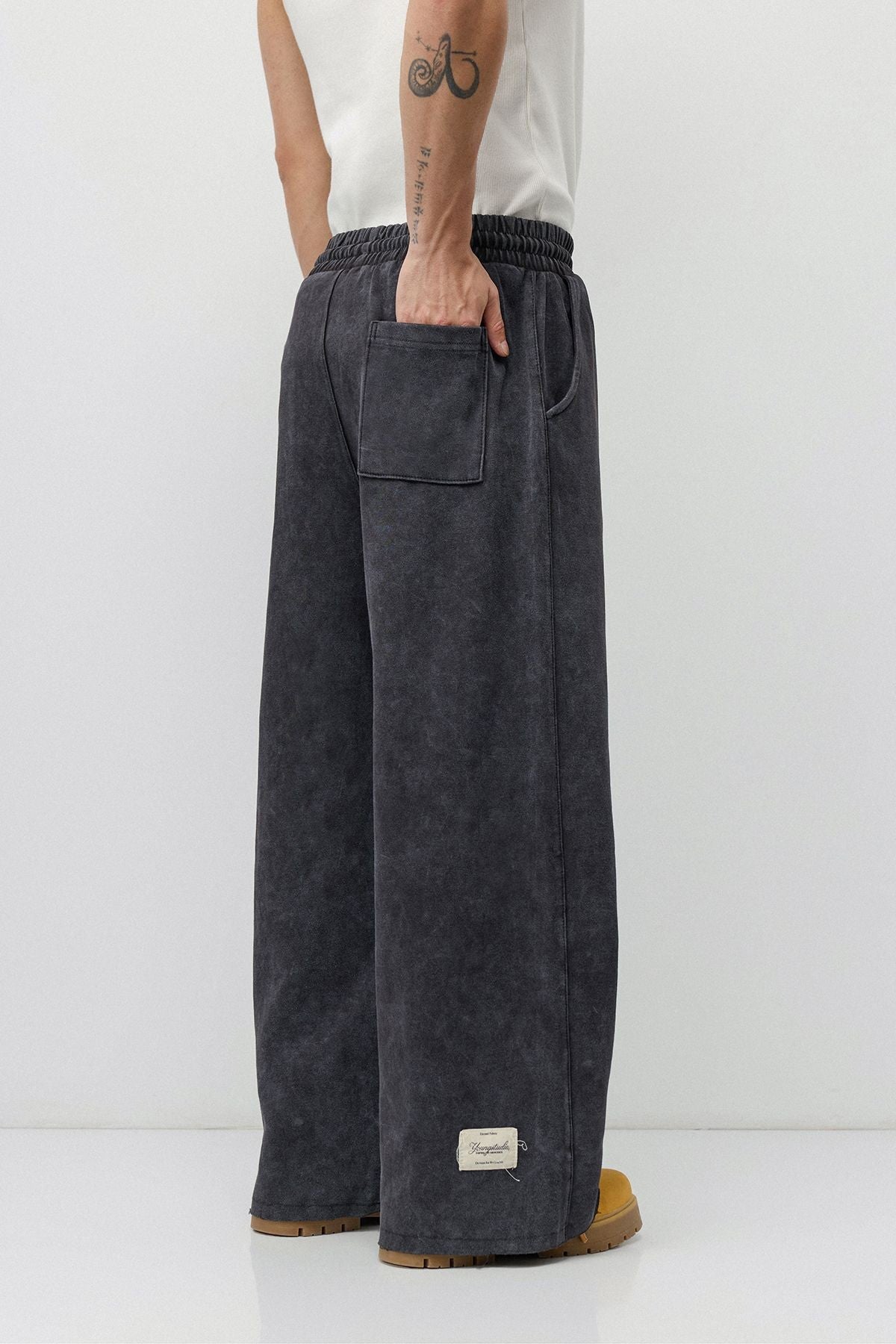 Baggy Sweatpants with Stitched Details, Machine Washable