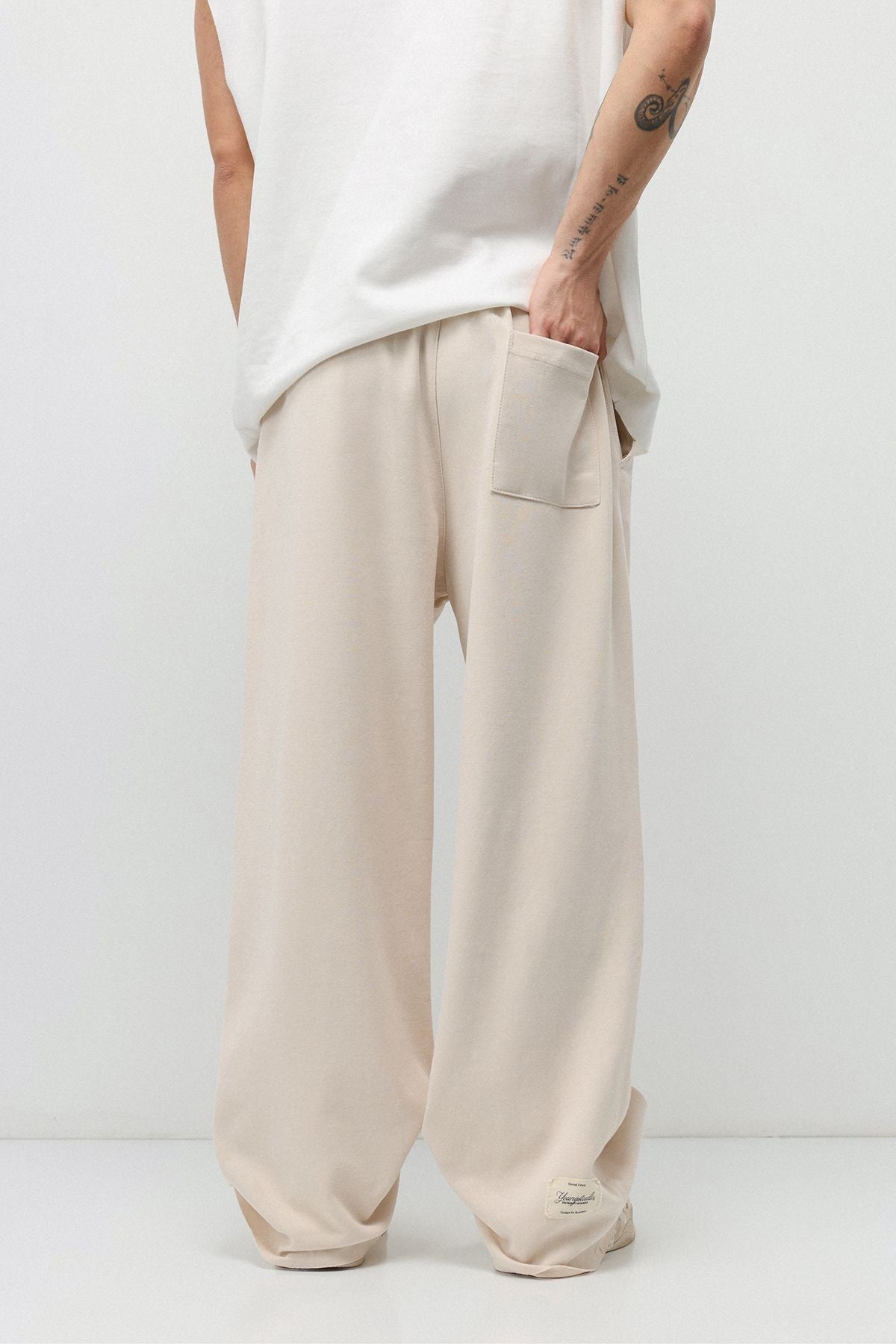 Baggy Sweatpants with Stitched Details, Machine Washable