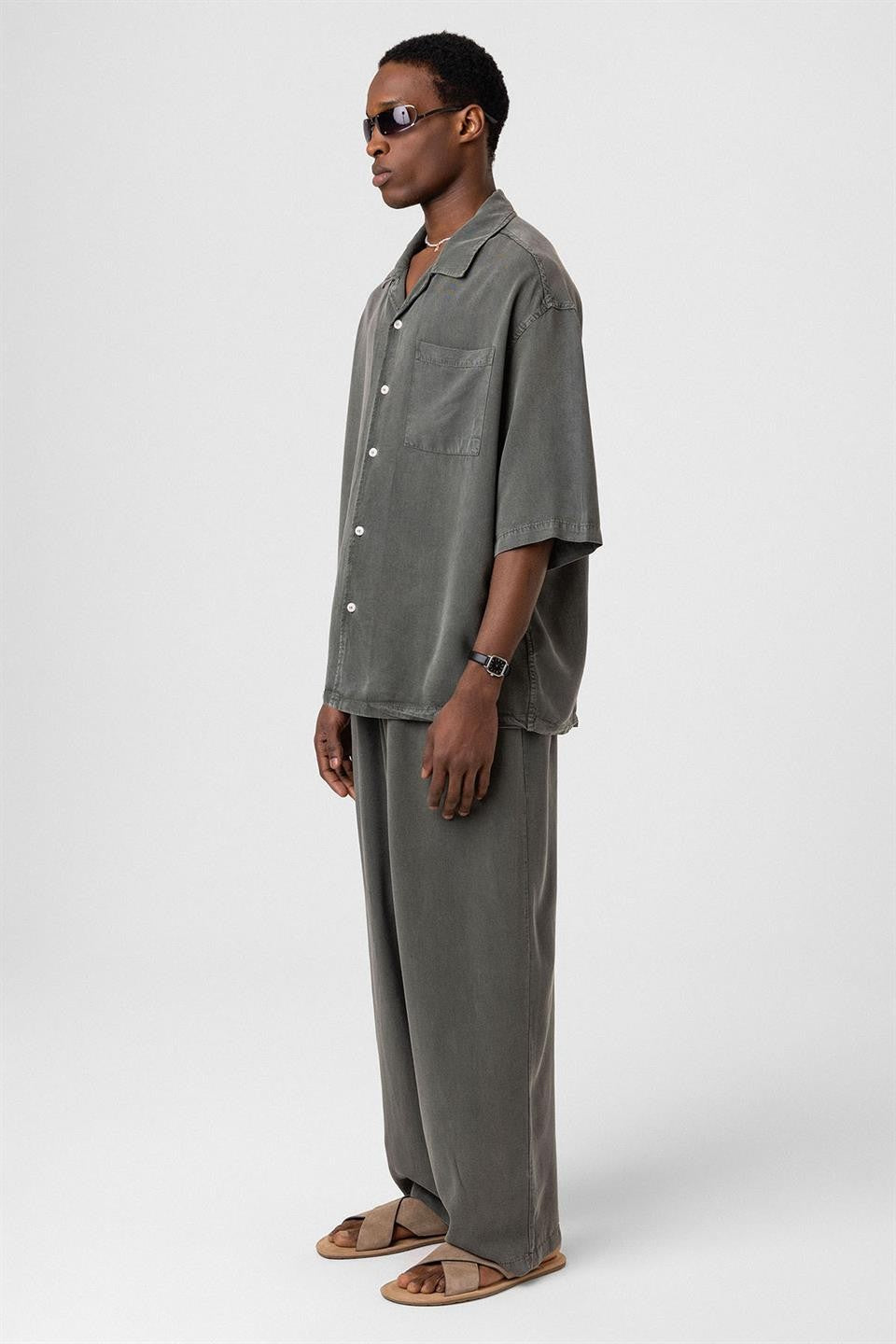 Machine-Washable Lyocell Fabric Top and Bottom Set