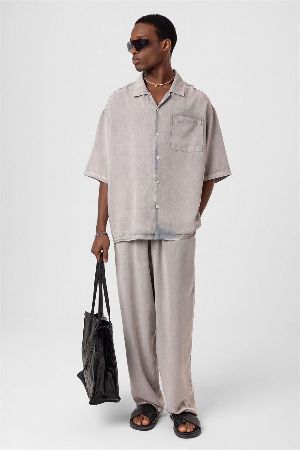 Machine-Washable Lyocell Fabric Top and Bottom Set