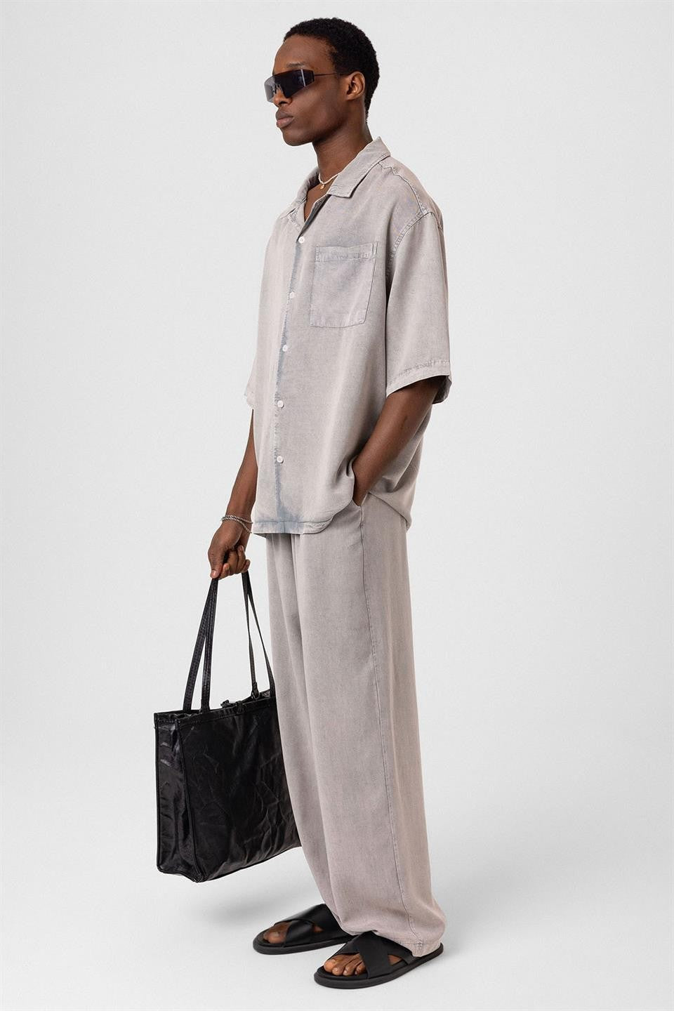 Machine-Washable Lyocell Fabric Top and Bottom Set