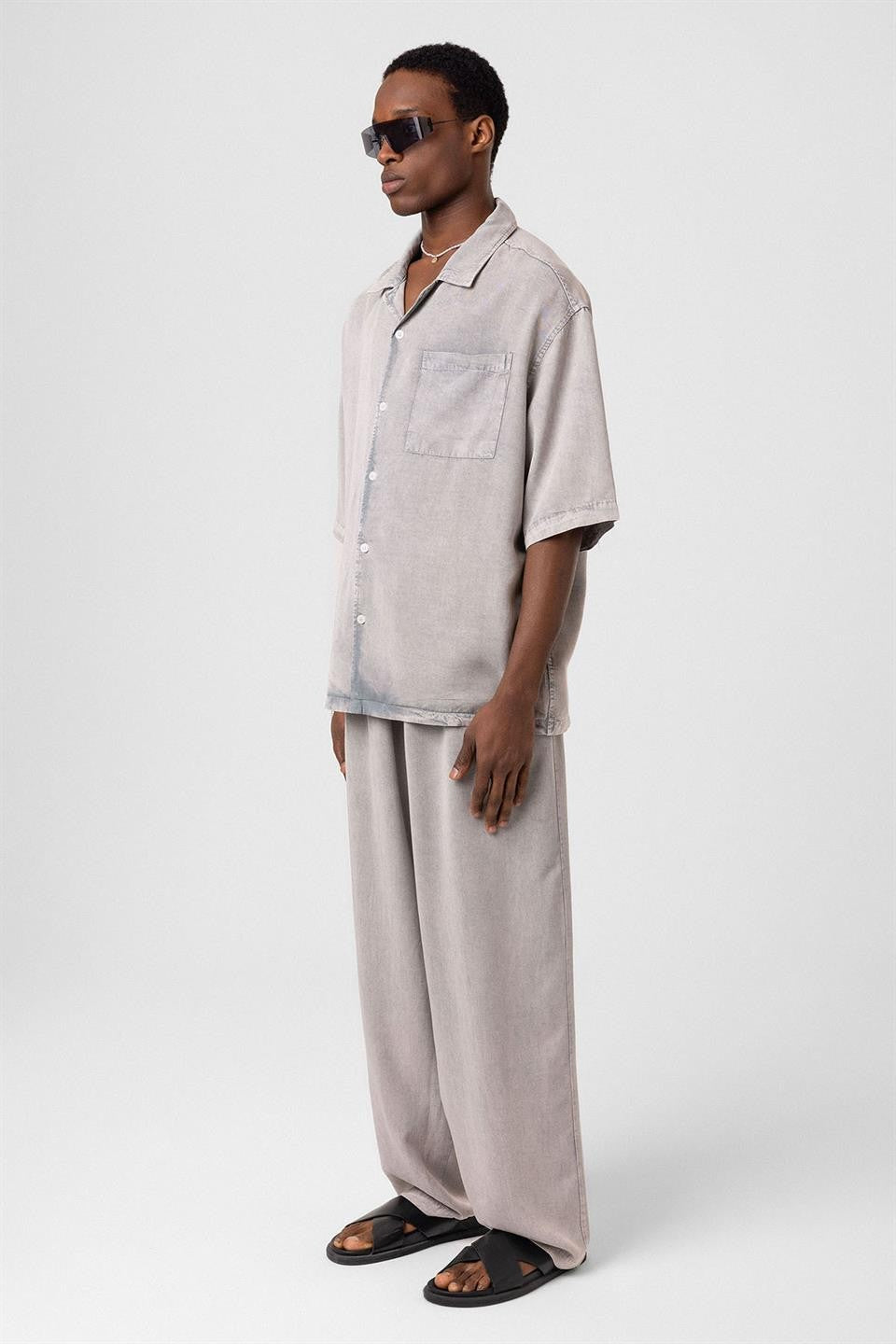 Machine-Washable Lyocell Fabric Top and Bottom Set