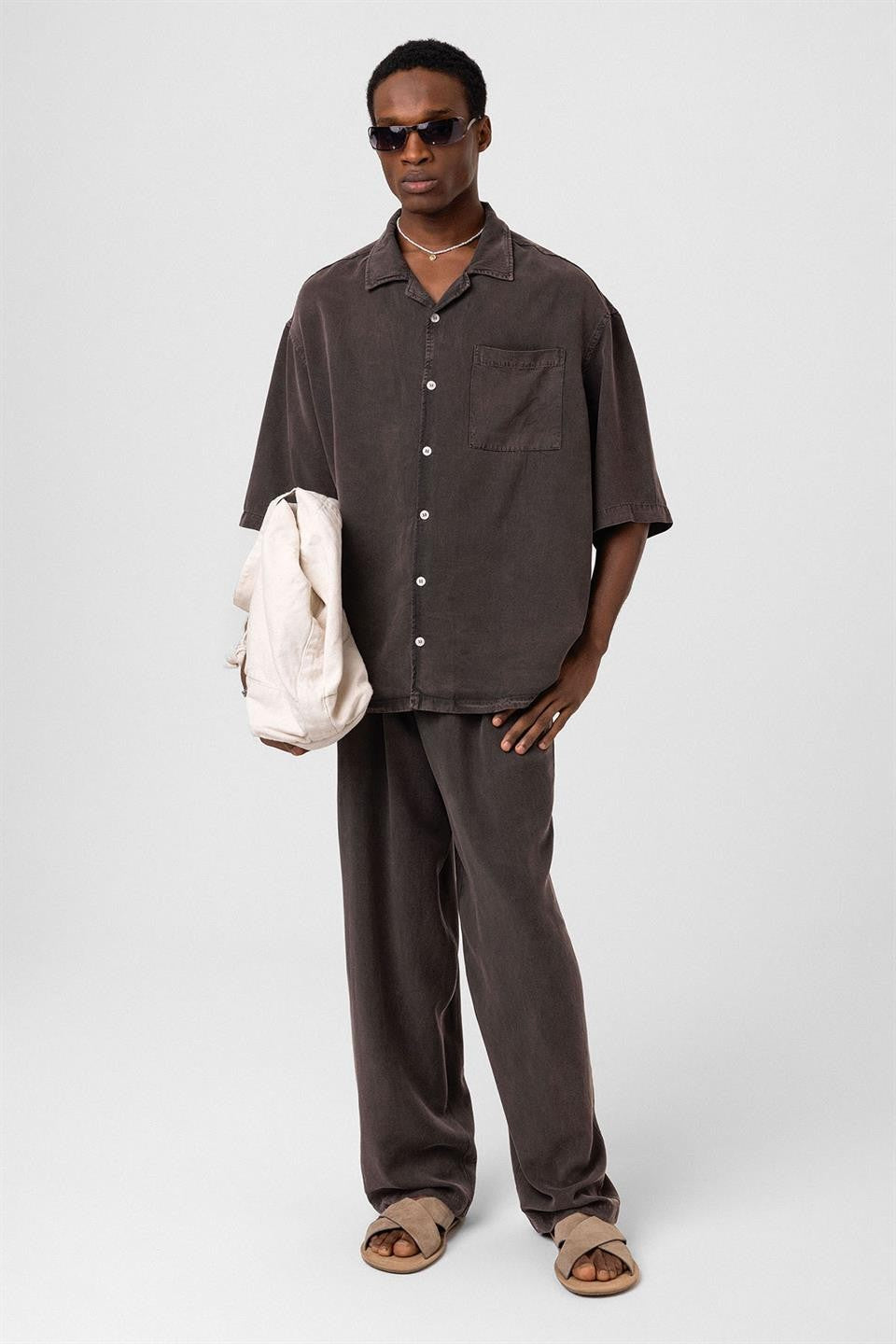 Machine-Washable Lyocell Fabric Top and Bottom Set