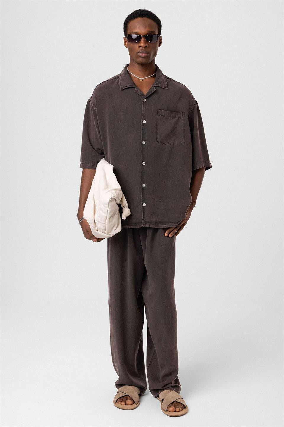 Machine-Washable Lyocell Fabric Top and Bottom Set