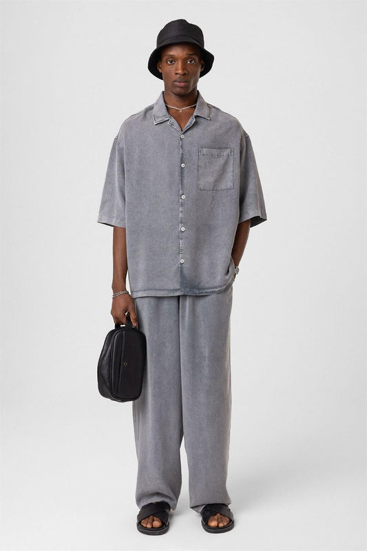 Machine-Washable Lyocell Fabric Top and Bottom Set