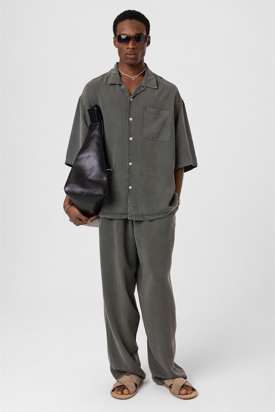 Machine-Washable Lyocell Fabric Top and Bottom Set
