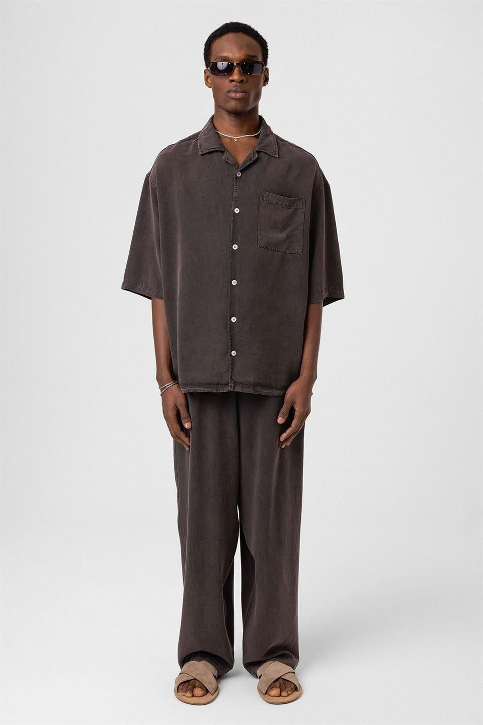 Machine-Washable Lyocell Fabric Top and Bottom Set