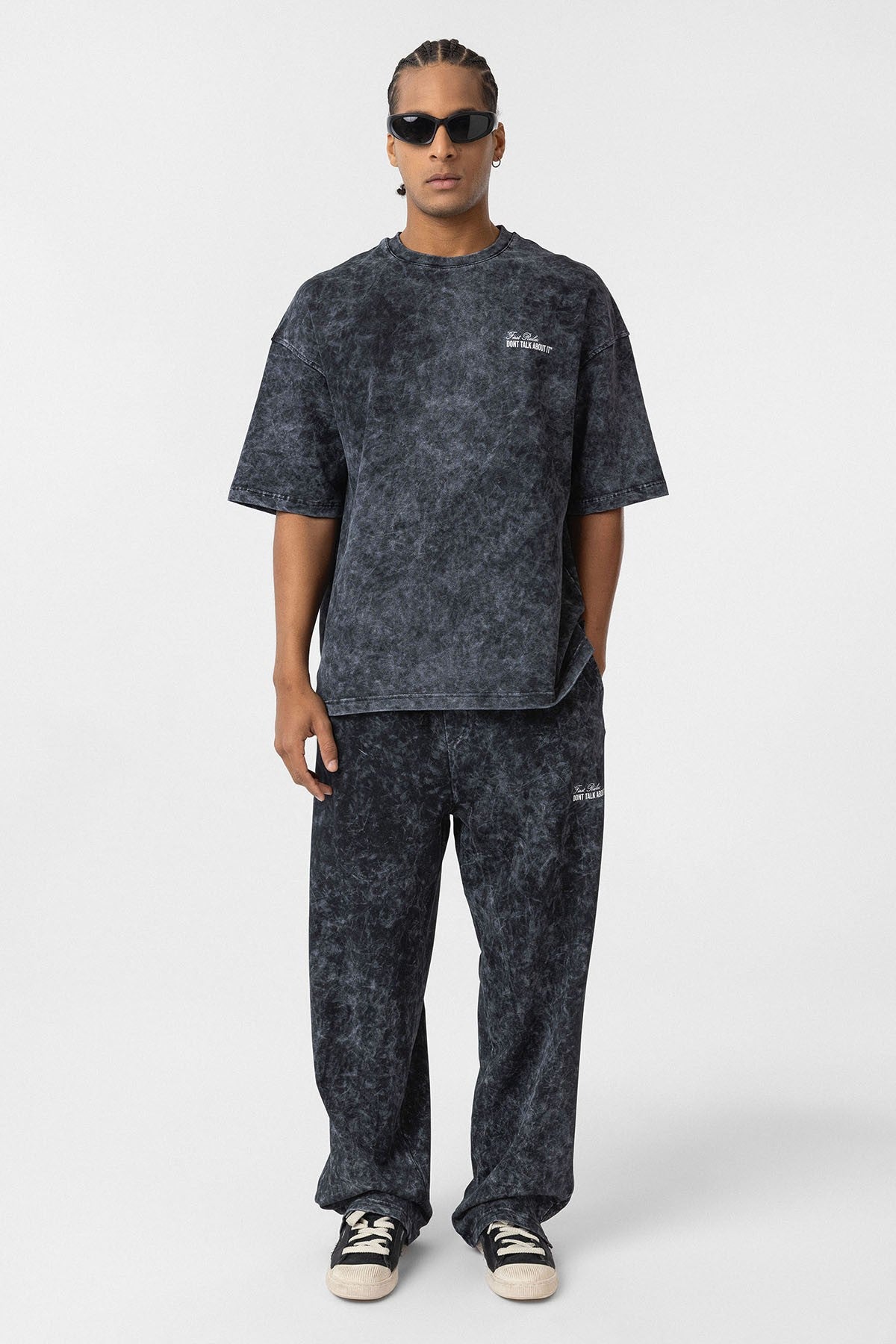 Oversized Sweatsuit Set with Back Print (Washed Look)