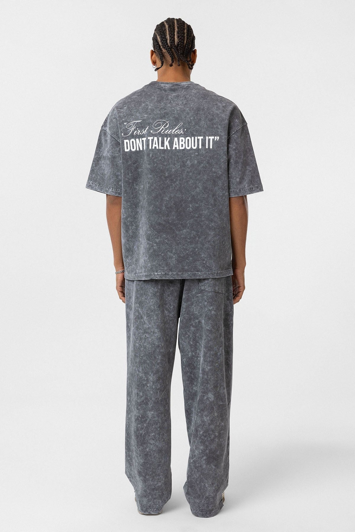 Oversized Sweatsuit Set with Back Print (Washed Look)