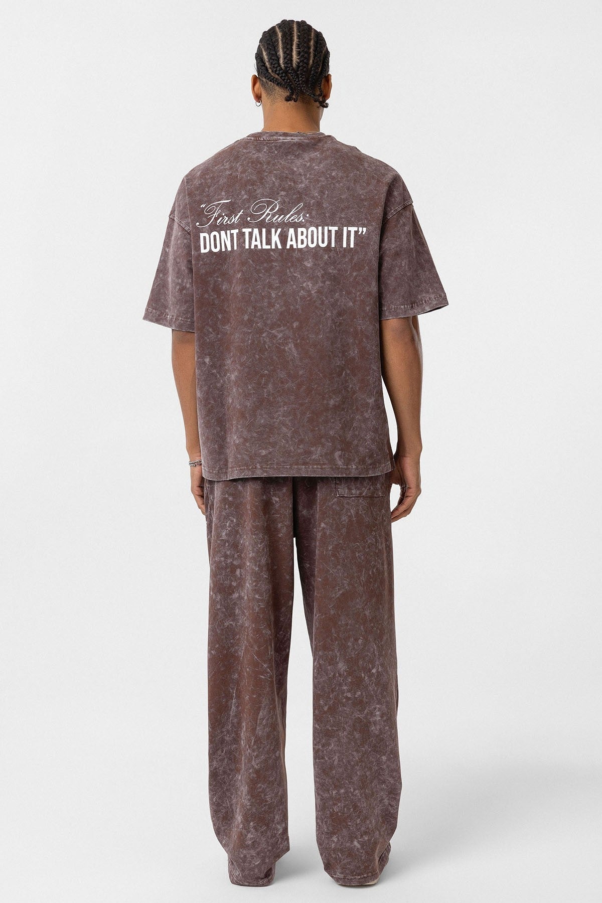 Oversized Sweatsuit Set with Back Print (Washed Look)