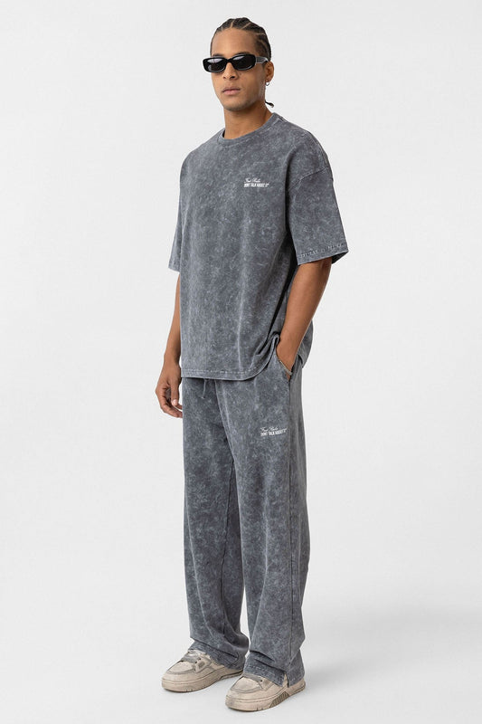 Oversized Sweatsuit Set with Back Print (Washed Look)