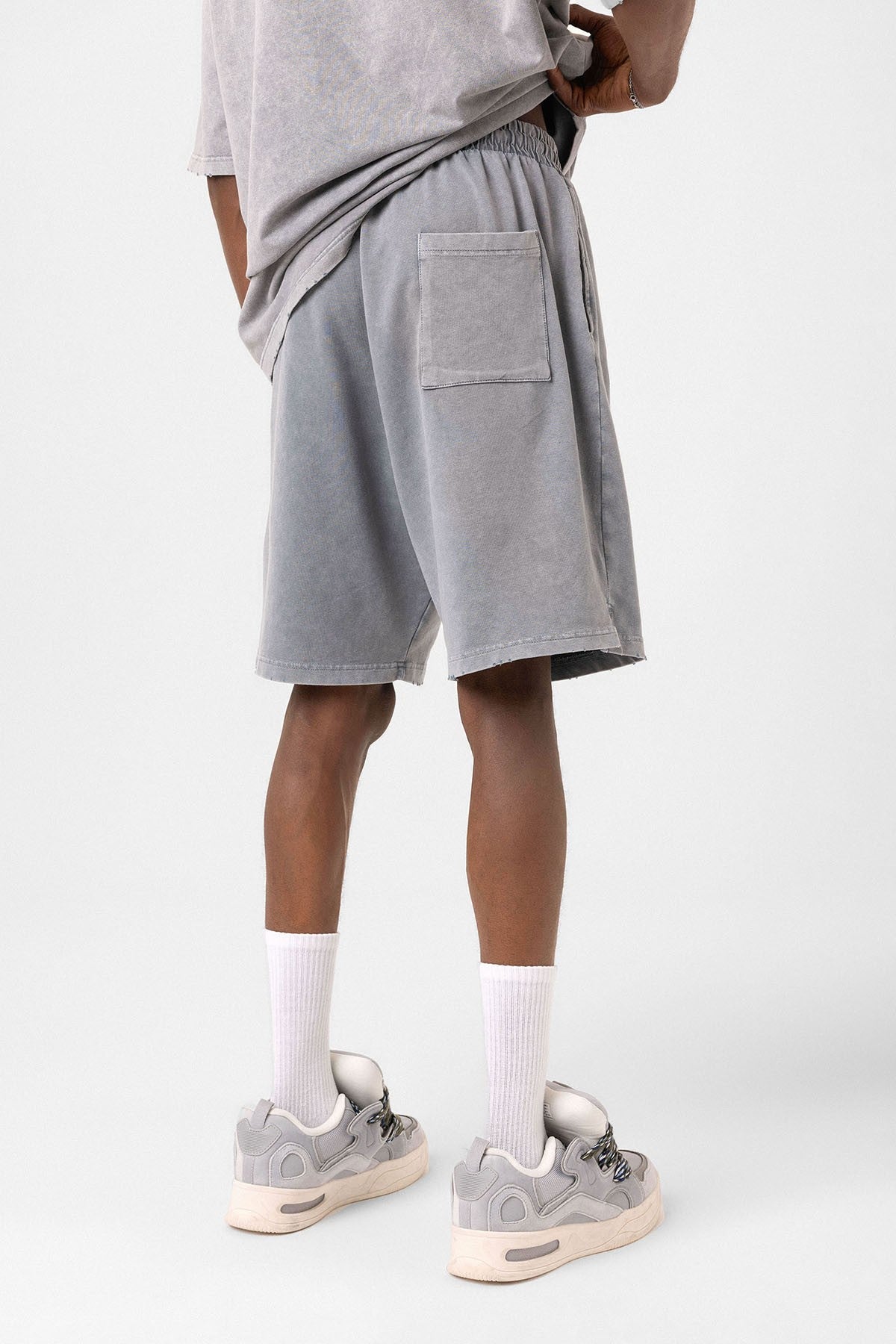 Basic Washed Oversized Shorts Set