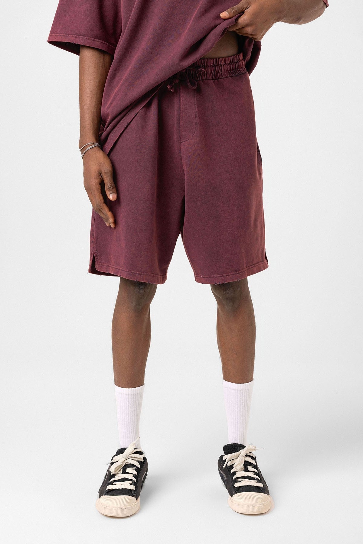 Basic Washed Oversized Shorts Set