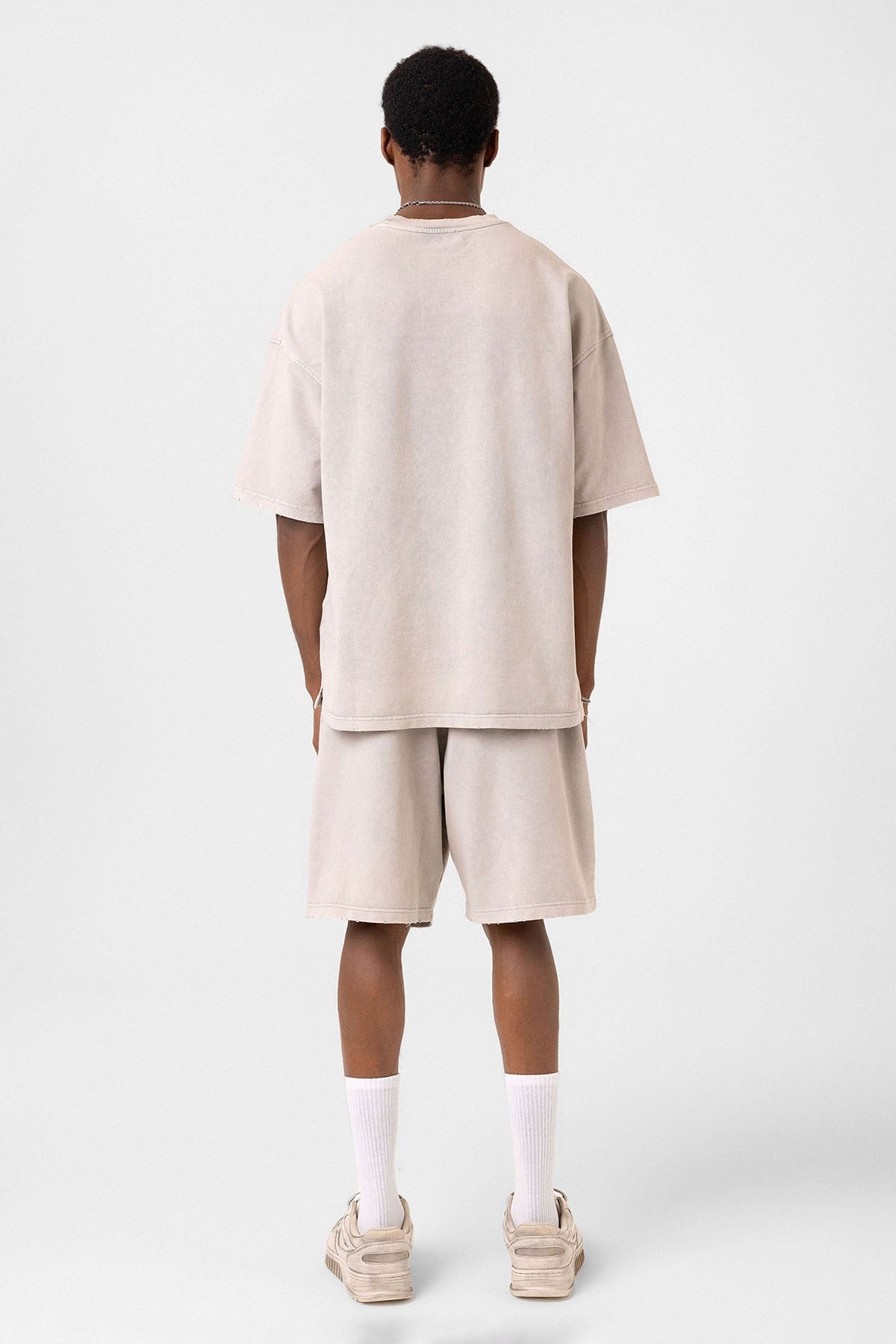 Basic Washed Oversized Shorts Set