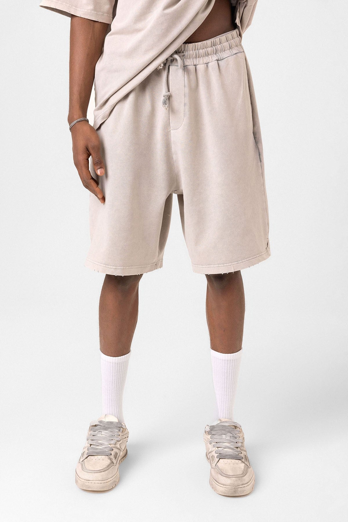 Basic Washed Oversized Shorts Set