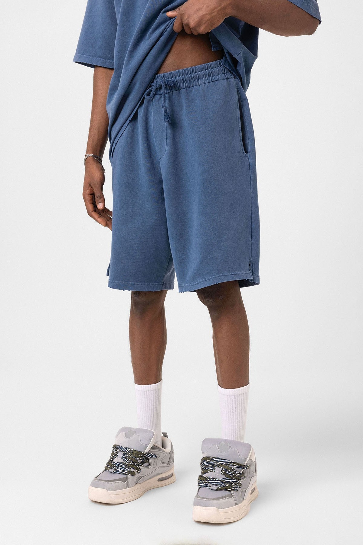 Basic Washed Oversized Shorts Set