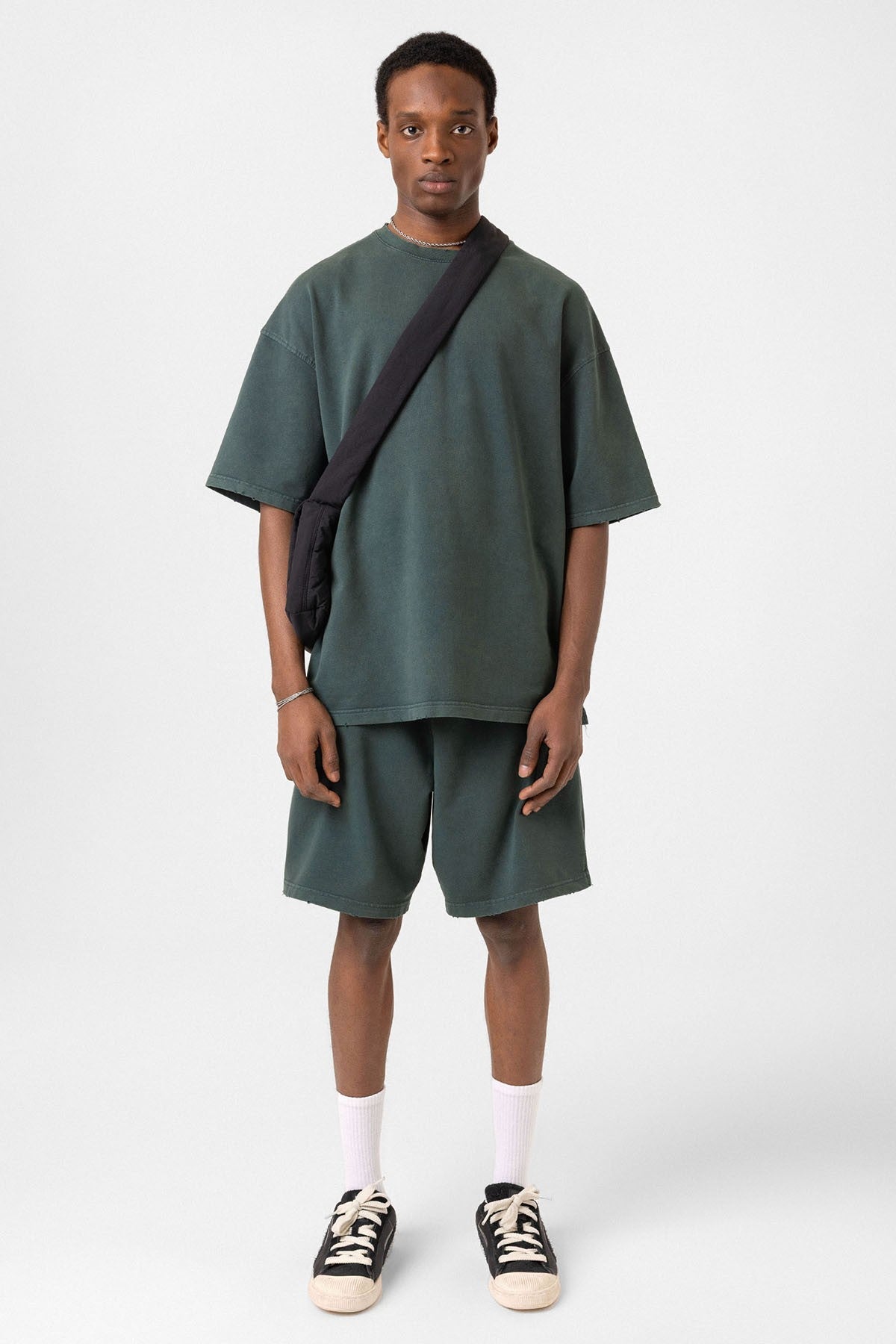 Basic Washed Oversized Shorts Set